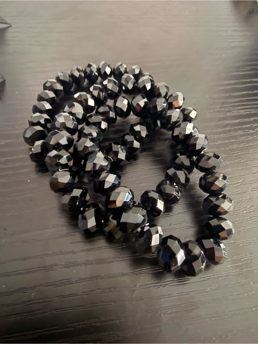Black Faceted Glass Bead Bracelet Set
